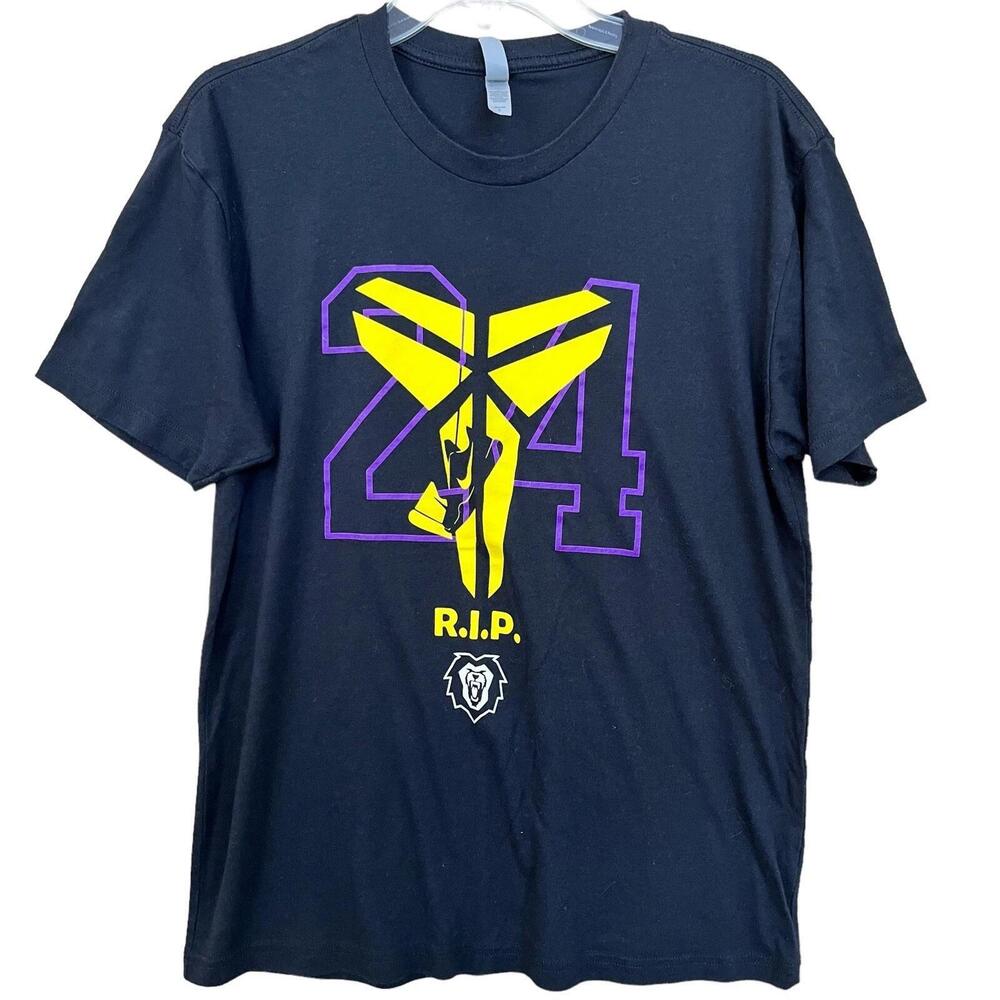 Kobe Bryant Los Angeles Lakers Nba Rip Tshirt Black Mamba Adult Large Black